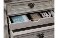 Mor Furniture Bedroom Sets|Bruchandi Upholstered Panel Bed, Dresser, Mirror & Nightstand In Antique White, Queen
