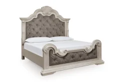 Mor Furniture Bedroom Sets|Bruchandi Upholstered Panel Bed, Dresser, Mirror & Nightstand In Antique White, Queen
