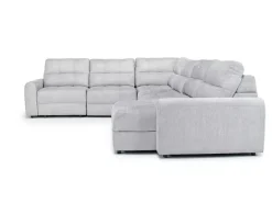 Mor Furniture Sectionals|Bryce 6 Piece Power Sliding Sectional W/ Storage Chaise & Armless Slider In Savannah Coin, Left Facing