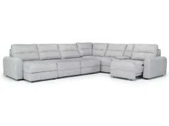 Mor Furniture Sectionals|Bryce 7 Piece Power Sliding Sectional W/ Storage Chaise & Armless Slider In Savannah Coin, Left Facing