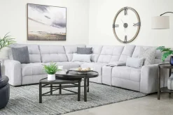 Mor Furniture Sectionals|Bryce 6 Piece Power Sliding Sectional W/ Power Armless Slider In Savannah Coin