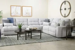 Mor Furniture Sectionals|Bryce 6 Piece Power Storage Chaise Sectional In Savannah Coin, Left Facing