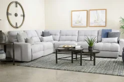Mor Furniture Sectionals|Bryce 6 Piece Power Storage Chaise Sectional In Savannah Coin, Left Facing
