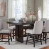 Mor Furniture Seating For 6|Counter Height Dining Sets|Burkhaus Counter Height Dining Table & 6 Stools In Beige/Dark Brown