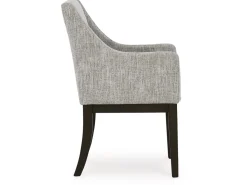 Mor Furniture Dining Chairs|Burkhaus Upholstered Arm Chair In Beige/Dark Brown