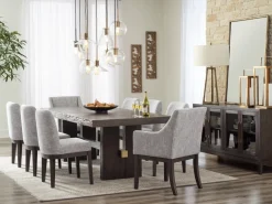 Mor Furniture Dining Chairs|Burkhaus Upholstered Arm Chair In Beige/Dark Brown