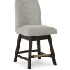 Mor Furniture Counter Height Stools|Barstools|Burkhaus Upholstered Counter Height Swivel Stool In Beige/Dark Brown