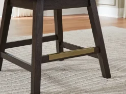 Mor Furniture Counter Height Stools|Barstools|Burkhaus Upholstered Counter Height Swivel Stool In Beige/Dark Brown