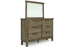 Mor Furniture Bedroom Sets|Cagney Upholstered Panel Bed W/ Storage, Dresser, Mirror & Nightstand In Gray, Queen