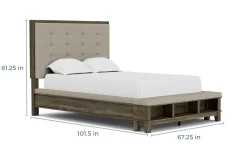 Mor Furniture Upholstered Beds|Beds|Cagney Upholstered Panel Bed W/ Storage In Gray, Queen