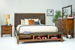 Mor Furniture Upholstered Beds|Beds|Cagney Upholstered Panel Bed W/ Storage In Gray, Queen