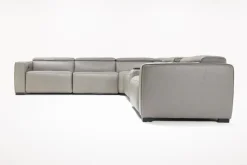 Mor Furniture Sectionals|Cam 6 Piece 2 Power Theater Sectional W/ Immersive Sound In Ajax Smoke Leather