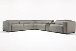 Mor Furniture Sectionals|Cam 6 Piece 2 Power Theater Sectional W/ Immersive Sound In Ajax Smoke Leather