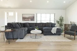 Mor Furniture Sectionals|Casper 4 Piece Loveseat Chaise Sectional In Pony Slate, Left Facing