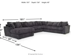 Mor Furniture Sectionals|Casper 4 Piece Xl Sofa Chaise Sectional In Pony Slate, Left Facing