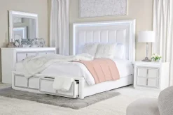Mor Furniture Bedroom Sets|Chalanna Storage Bed, Dresser, Mirror & Nightstand In White, Queen