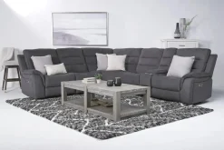 Mor Furniture Reclining Sectionals|Sectionals|Chanell 6 Piece 2 Power Sectional W/ 2 Power Armless Recliner In New Nappa Gray