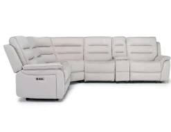 Mor Furniture Reclining Sectionals|Sectionals|Chanell 6 Piece 2 Power Sectional W/ 2 Power Armless Recliner In New Nappa Gray