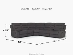 Mor Furniture Sectionals|Chanell 6 Piece Reclining Sectional W/ Armless Recliner In New Nappa Gray
