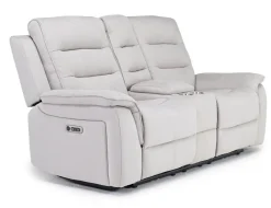 Mor Furniture Reclining Loveseats|Loveseats|Chanell 2 Power Console Loveseat In New Nappa Gray