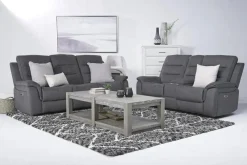 Mor Furniture Reclining Loveseats|Loveseats|Chanell 2 Power Console Loveseat In New Nappa Gray