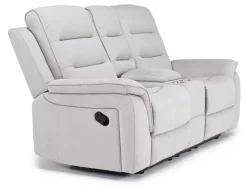 Mor Furniture Reclining Sofas|Loveseats|Chanell Reclining Console Loveseat In New Nappa Light Gray