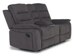 Mor Furniture Reclining Sofas|Loveseats|Chanell Reclining Console Loveseat In New Nappa Light Gray