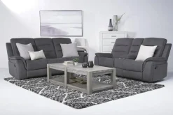 Mor Furniture Reclining Sofas|Chanell Reclining Sofa & Console Loveseat In New Nappa Gray