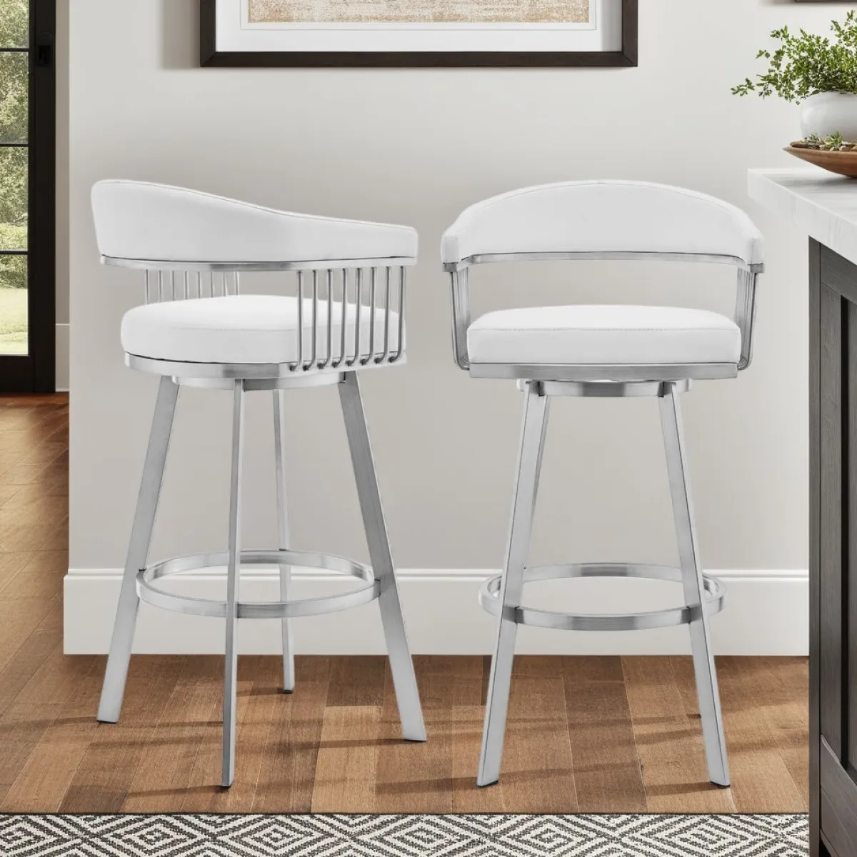 Mor Furniture Counter Height Stools|Barstools|Chelsea Counter Height Swivel Stool In White