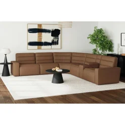 Mor Furniture Sectionals|Chelsey 6 Piece Power Sectional W/ Power Armless Recliner In Bozeman Saddle
