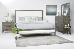 Mor Furniture Upholstered Beds|Beds|Chloe Upholstered Panel Bed In Gray/White, Queen