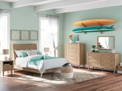 Mor Furniture Bedroom Sets|Cielden Panel Bed, Dresser, Mirror & Nightstand In Tan, Twin