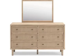 Mor Furniture Bedroom Sets|Cielden Upholstered Bed, Dresser, Mirror, 2 Nightstands & Chest In Tan, Full