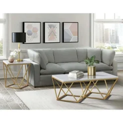 Mor Furniture Sofa & End Tables|Conner End Table In Marble/Gold