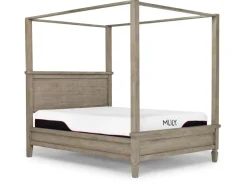 Mor Furniture Bedroom Sets|Country Side Canopy Bed, Dresser, Mirror & 2 Drawer Nightstand In Brown, Queen