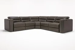 Mor Furniture Reclining Sectionals|Reclining Sofas|Cove 5 Piece 2 Power Sectional In Gray Leather