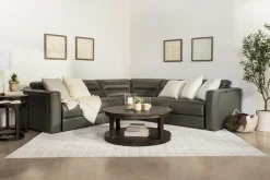 Mor Furniture Reclining Sectionals|Reclining Sofas|Cove 5 Piece 2 Power Sectional In Gray Leather