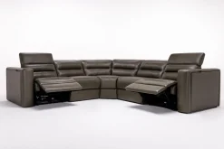 Mor Furniture Reclining Sectionals|Reclining Sofas|Cove 5 Piece 2 Power Sectional In Gray Leather