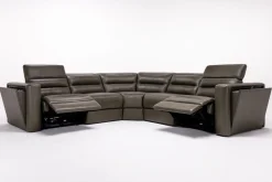Mor Furniture Reclining Sectionals|Reclining Sofas|Cove 5 Piece 2 Power Sectional In Gray Leather