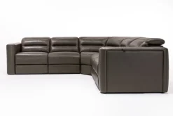Mor Furniture Reclining Sectionals|Reclining Sofas|Cove 5 Piece 2 Power Sectional In Gray Leather