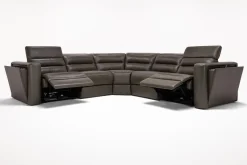 Mor Furniture Reclining Sectionals|Reclining Sofas|Cove 5 Piece 2 Power Sectional In Gray Leather