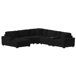 Mor Furniture Modular Sofas|Sectionals|Cuddle Cloud 6 Piece Chaise Sectional In Black, Left Facing