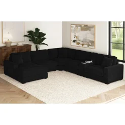 Mor Furniture Modular Sofas|Sectionals|Cuddle Cloud 6 Piece Chaise Sectional In Black, Left Facing