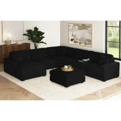 Mor Furniture Modular Sofas|Sectionals|Cuddle Cloud 6 Piece Chaise Sectional In Black, Left Facing