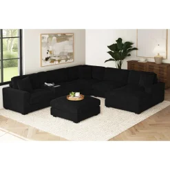 Mor Furniture Modular Sofas|Sectionals|Cuddle Cloud 6 Piece Chaise Sectional In Black, Left Facing