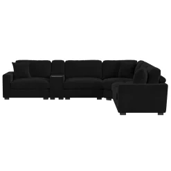 Mor Furniture Modular Sofas|Sectionals|Cuddle Cloud 6 Piece Sectional In Black