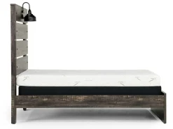 Mor Furniture Beds|Dallas Panel Bed W/ Lights In White Wash, Twin