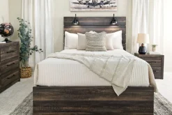 Mor Furniture Beds|Dallas Panel Bed W/ Lights In White Wash, Twin