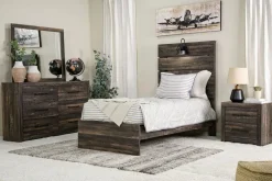 Mor Furniture Beds|Dallas Panel Bed W/ Lights In White Wash, Twin