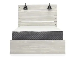 Mor Furniture Beds|Dallas Panel Bed W/ Lights In White Wash, Twin